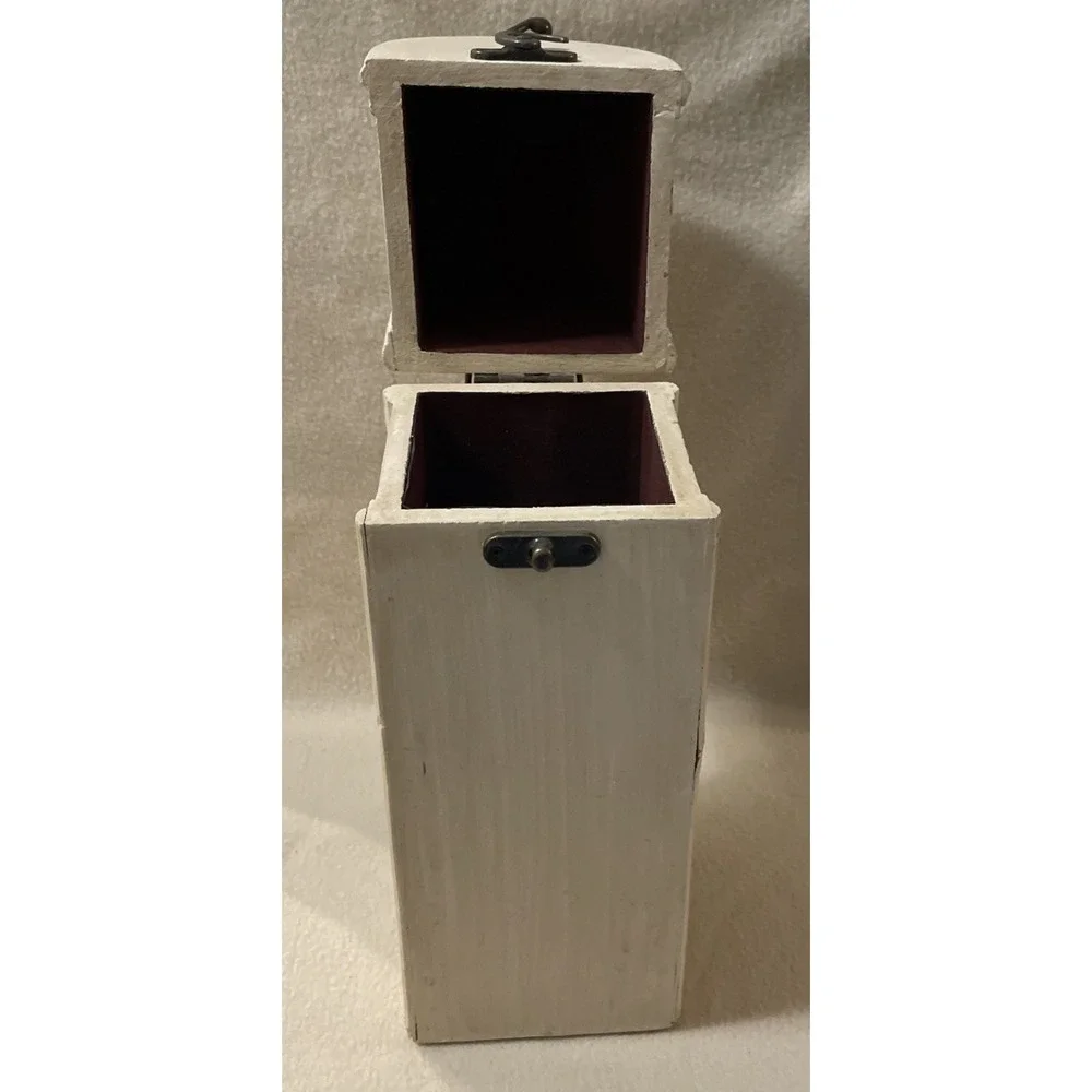 Vintage Hand Painted Wooden Wine Box Single Bottle Carrier Grapes Rustic Kitchen